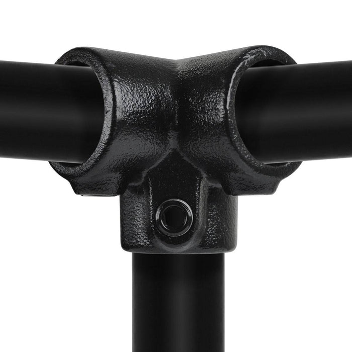 Rohrverbinder aus Stahl Schwarz Dreiweg Eckstück 90° Ø 21,3mm