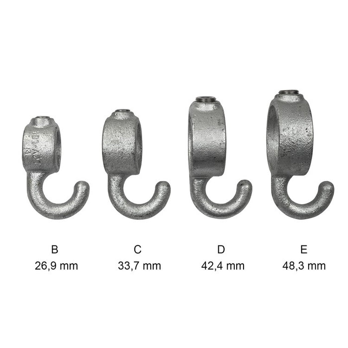 Rohrverbinder aus Stahl Stellring mit Haken Ø 42,4 mm