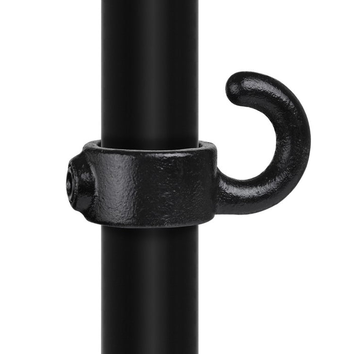 Rohrverbinder aus Stahl Schwarz Stellring mit Haken Ø 26,9 mm