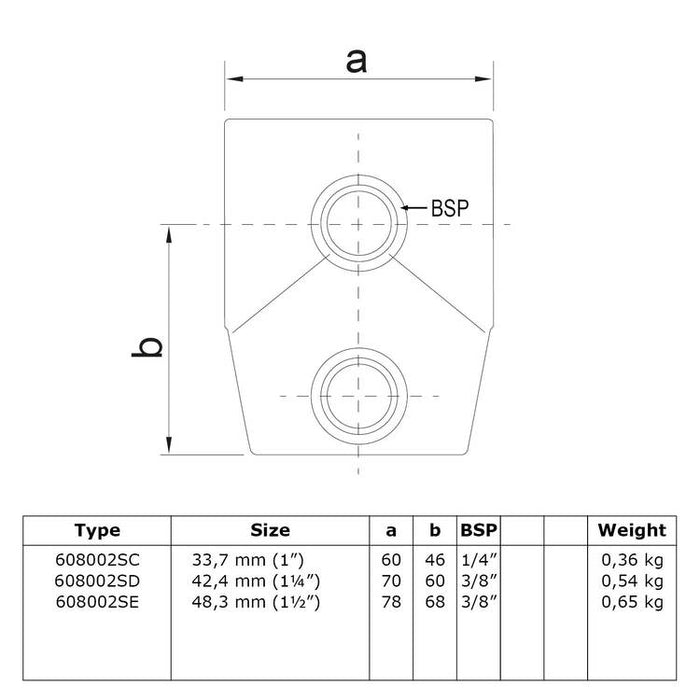 Rohrverbinder T-Stück kurz rund galvanisiert Winkel 0-11 Grad Zeichnung