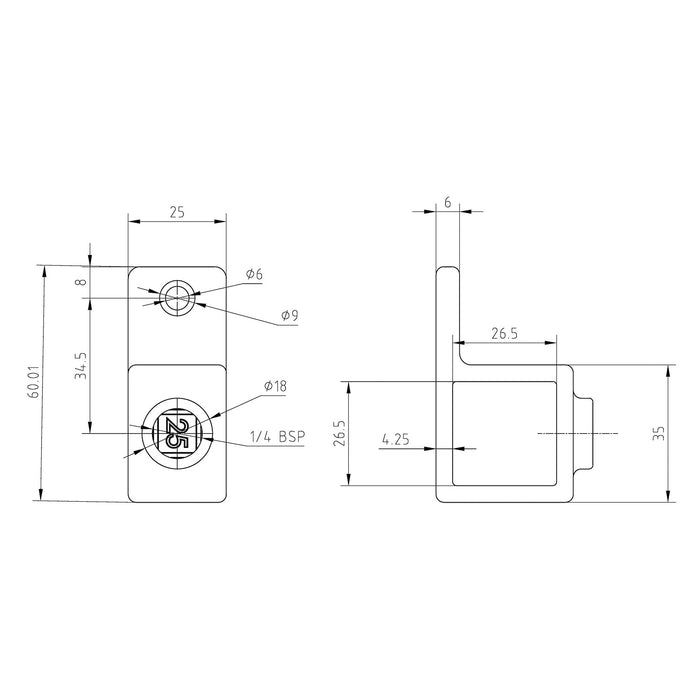 Zeichnung Rohrverbinder Befestigungsring stahl vierkant 25x25