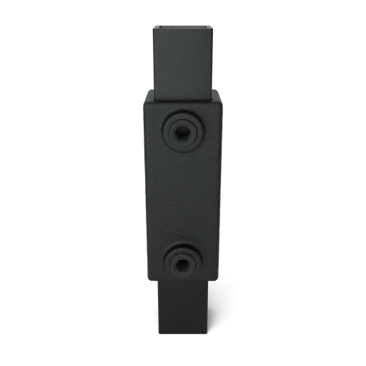 Schwarzes Rohrverbinder-Verlängerungsstück außen vierkant zur stabilen Verbindung von zwei Vierkantrohren, Frontansicht