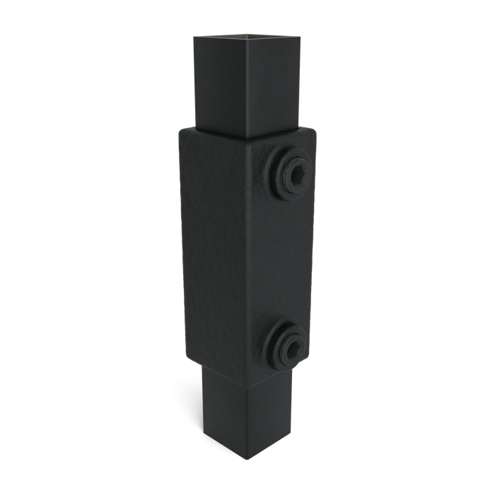 Außen vierkant Rohrverbinder-Verlängerung in Schwarz zum Verbinden von zwei Rohren, perspektivische Ansicht