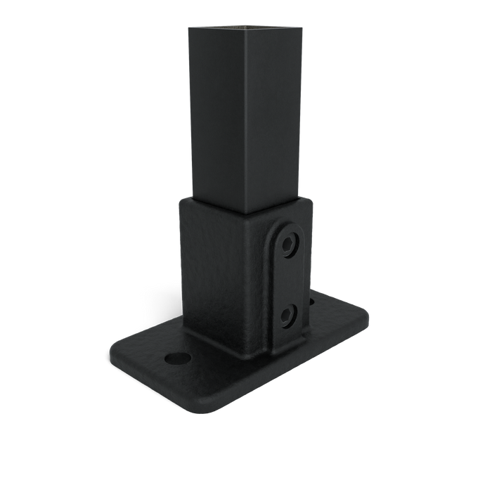 Vierkant Fußplatte schwarz aus Metall mit doppelter Schraube für feste Rohr- und Pfostenmontage