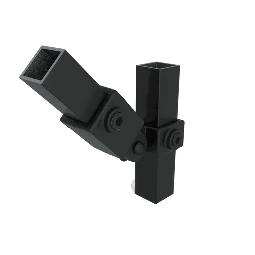 Gelenkstück einfach quadratisch schwarz für Rohrverbinder, verstellbare Verbindung für Vierkantrohre.