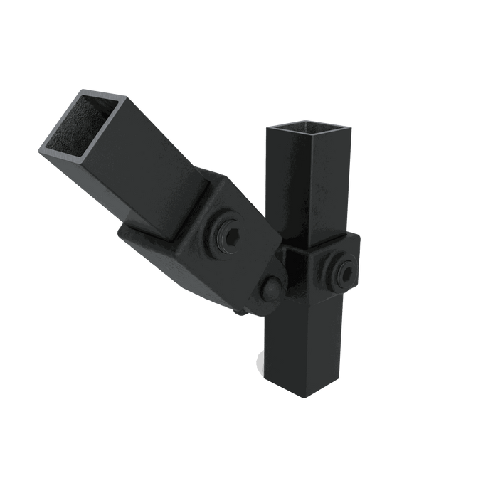 Gelenkstück einfach quadratisch schwarz für Rohrverbinder, verstellbare Verbindung für Vierkantrohre.