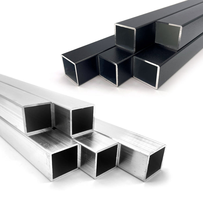 Vierkant Aluminiumrohre schwarz und blank mehrere Rohre