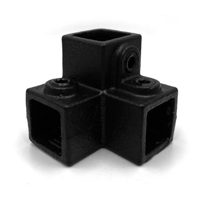 Rohrverbinder Dreiweg-Eckstück Vierkant schwarz, ohne Rohre abgebildet 