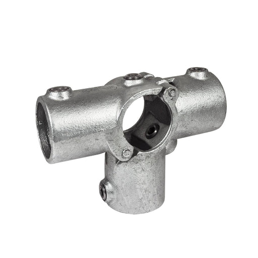 Rohrverbinder Offenes T-Stück, Seitenausgang, ohne Rohr, Stahl galvanisiert