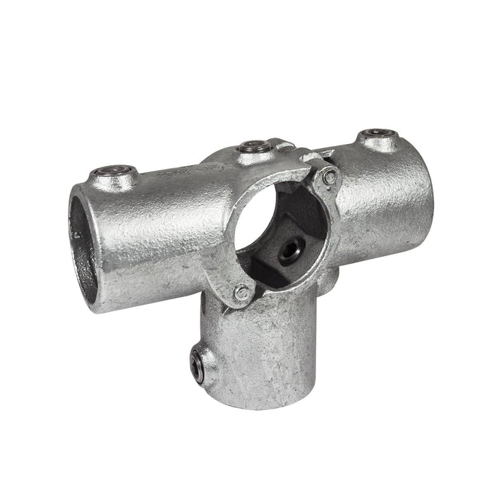 Rohrverbinder Offenes T-Stück, Seitenausgang, ohne Rohr, Stahl galvanisiert