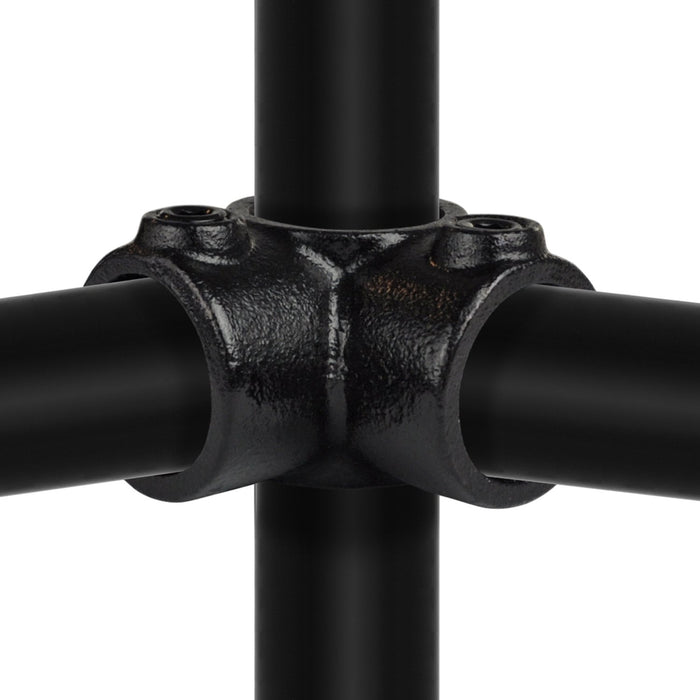 Rohrverbinder Eckstück durchgehend schwarz mit Rohr