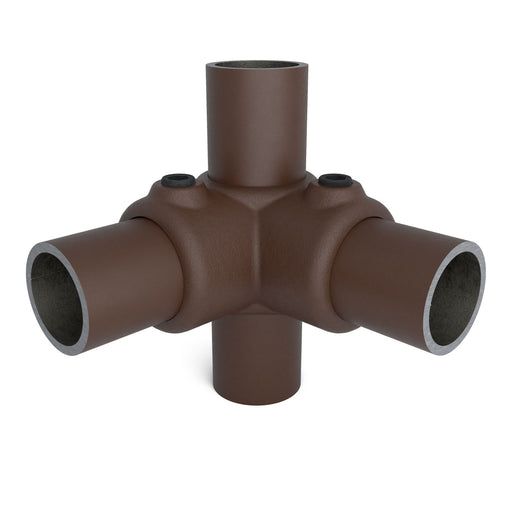 Rohrverbinder Eckstück durchgehend braun – stabile Verbindung für Rundrohre.