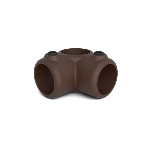 Eckstück durchgehend braun – robuster Rohrverbinder für Rahmen und Rohrsysteme.