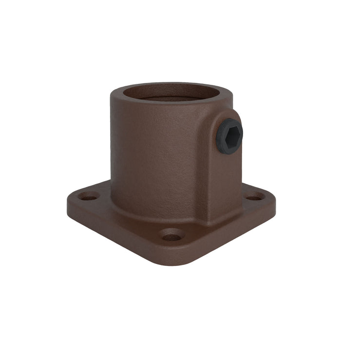 Fußplatte quadratisch braun – robuster Rohrverbinder für Geländer und Konstruktionen.