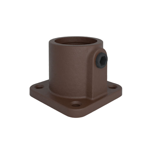 Fußplatte quadratisch braun – robuster Rohrverbinder für Geländer und Konstruktionen.