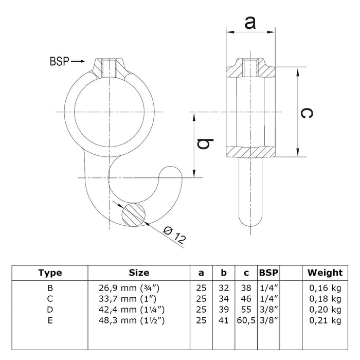 Zeichnung Garderobenhaken Stahl 21,3 mm