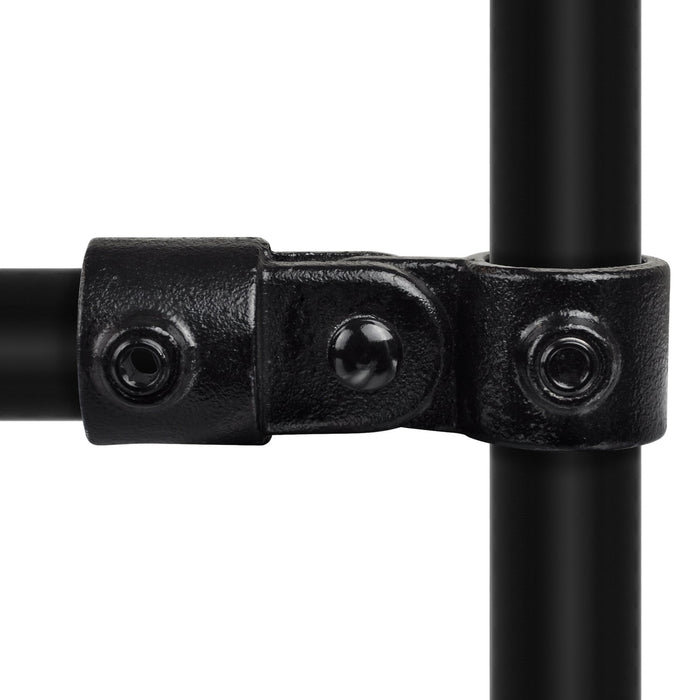 Rohrverbinder Gelenkstück einfach, schwarz, aus Stahl mit Pulverbeschichtung, mit Rohr 