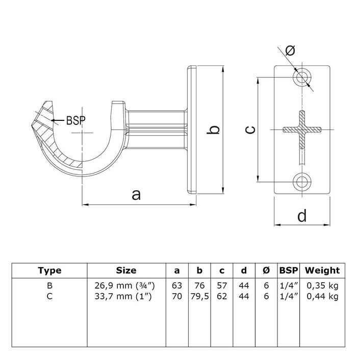 Rohrverbinder Typ Gardinenhalterung offen