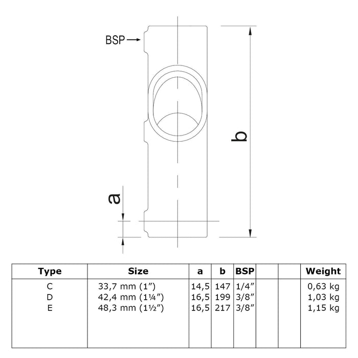 Zeichnung eines Rohrverbinders Kreuzstück, aus Stahl galvanisiert,  30-40° verstellbar