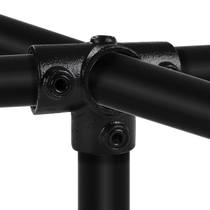 Rohrverbinder Dreiweg-T-Stück, aus Stahl galvanisiert, mit Rohr 