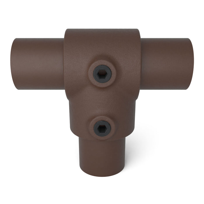 Rohrverbinder T-Stück kurz Vierkant braun – pulverbeschichtetes Stahlteil.