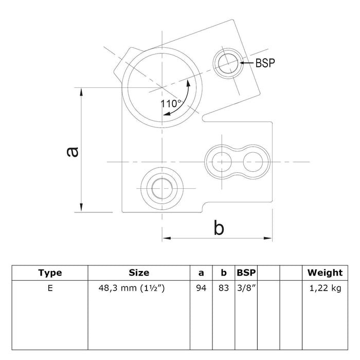 Zeichnung eines Rohrverbinders Traufenbogen,  aus Stahl galvanisiert