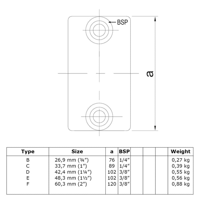 Zeichnung eines Rohrverbinders Verlängerungsstück, außen, Stahl, galvanisiert 