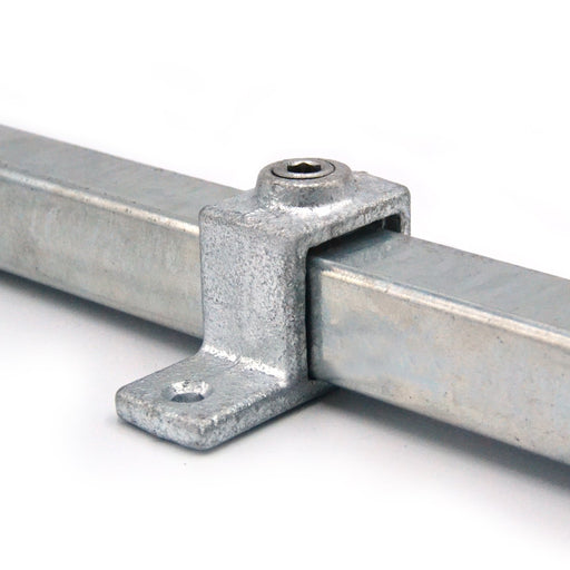 Rohrverbinder Vierkant Befestigungsring, aus Stahl galvanisiert, mit Rohr 