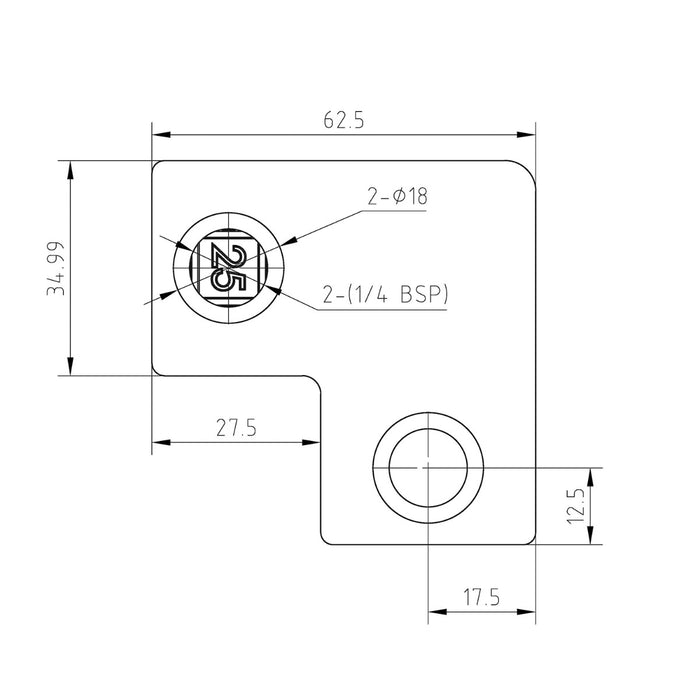 Rohrverbinder aus Stahl Schwarz Vierkant Bogen 90º ▇ 25x25 mm