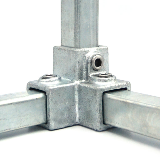 Rohrverbinder Dreiweg Eckstück Stahl vierkant mit Rohr 25x25