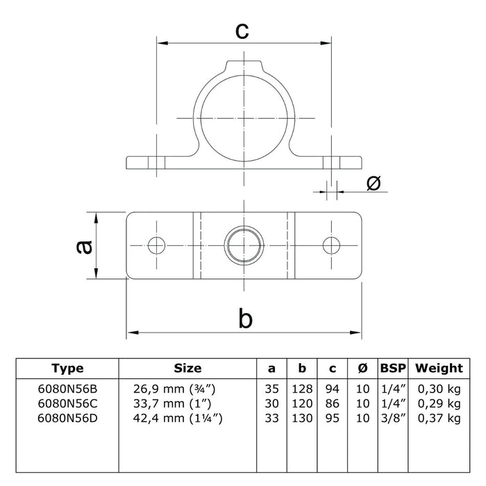 Zeichnung Rohrverbinder Befestigungsring zweifach natural 42,4 mm