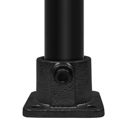 Eckige Fußplatte schwarz mit Rohr 42,4 mm