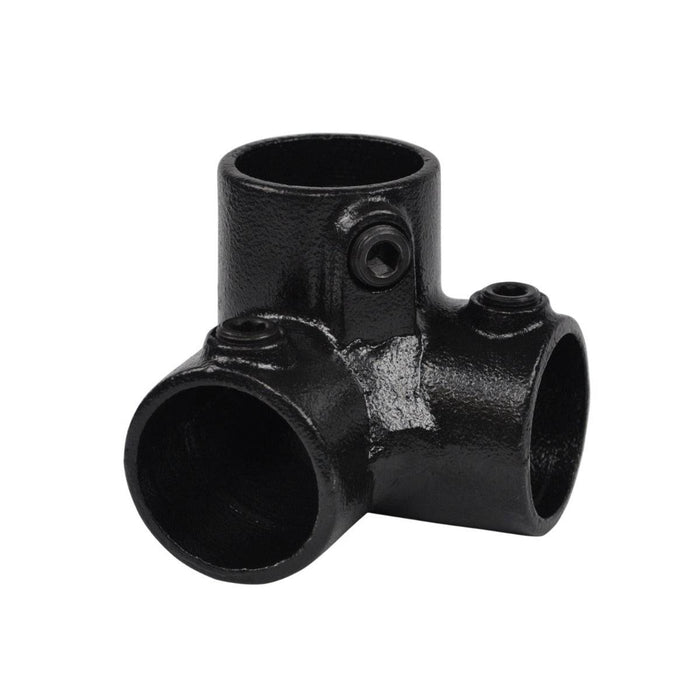 Rohrverbinder aus Stahl Schwarz Dreiweg Eckstück 90° Ø 21,3mm