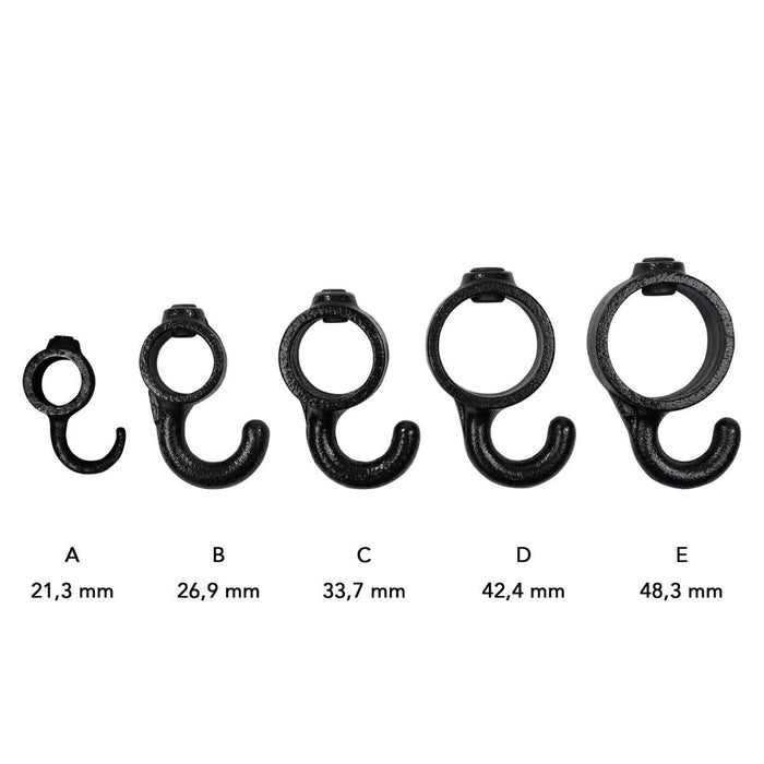 Rohrverbinder aus Stahl Schwarz Garderobenhaken Ø 21,3mm