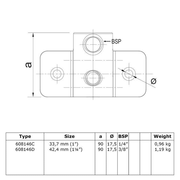 Rohrverbinder Wandhalterung horizontale Befestigung Ø 33,7 mm