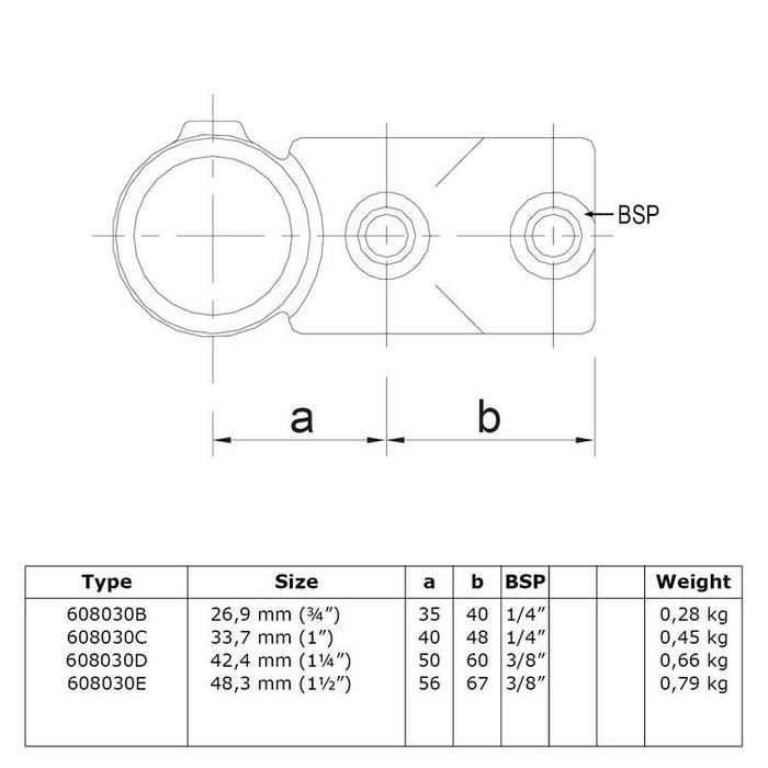 Rohrverbinder aus Stahl Kreuz-T-Stück kombiniert Ø 42,4 mm