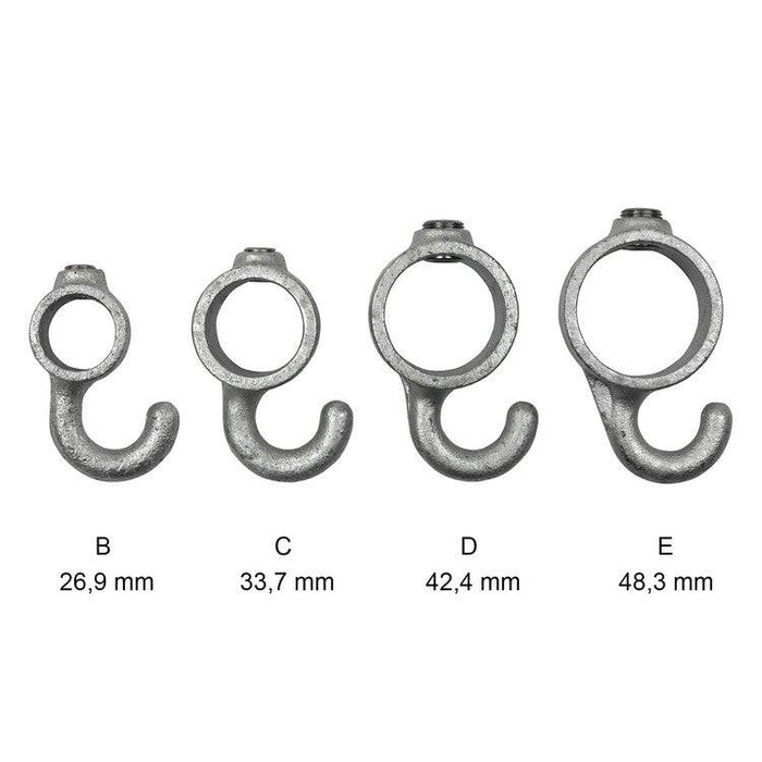 Rohrverbinder Garderobenhaken Kollektion, aus Stahl galvanisiert, ohne Rohr, verschiedene Durchmesser