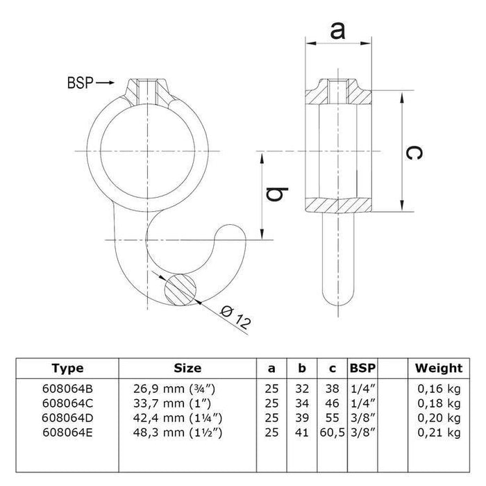 Rohrverbinder aus Stahl Garderobenhaken Ø 26,9 mm