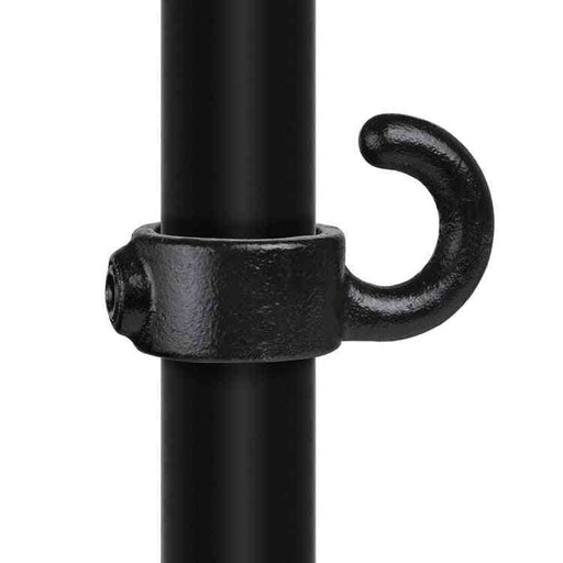 Rohrverbinder Stellring mit Haken schwarz Ø 33,7 mm, aus Stahl mit Pulverbeschichtung, mit Rohr