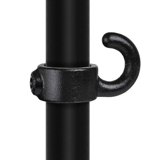 Rohrverbinder Stellring mit Haken schwarz Ø 48,3 mm, aus Stahl mit Pulverbeschichtung, mit Rohr