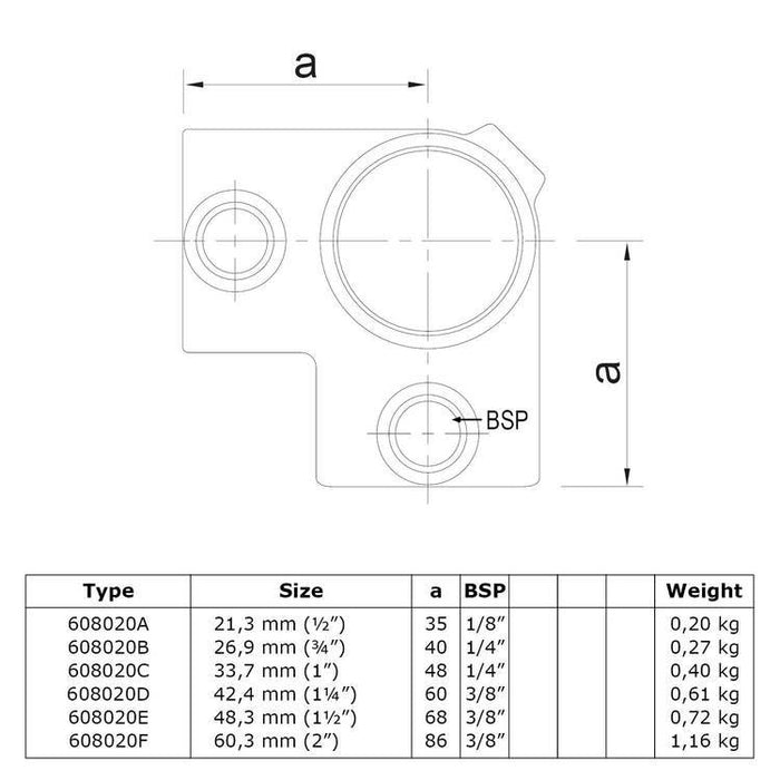 Eckstück durchgehend Ø 33,7 mm