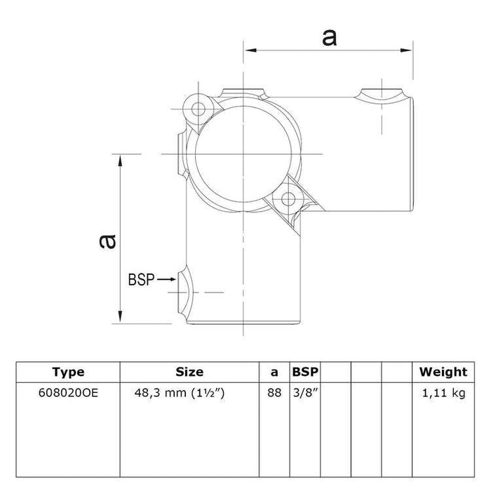 Rohrverbinder aus Stahl Dreiwegverbinder offen klappbar Ø 48,3 mm