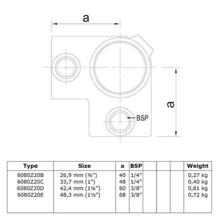 Eckstück 90° schwarz Ø 26,9 mm