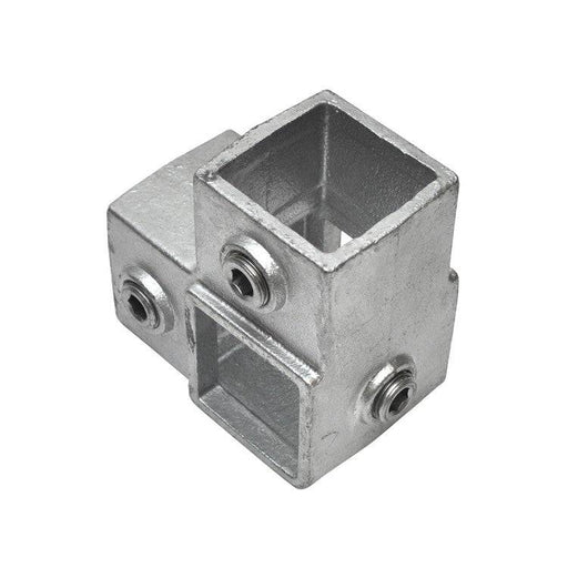 Rohrverbinder Dreiwegverbinder, Vierkant, Stahl galvanisiert, ohne Rohre, 40x40 mm