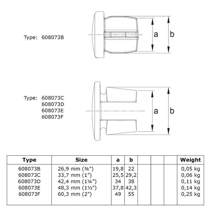 Rohrverbinder Endkappe aus Stahl Ø 26,9 mm