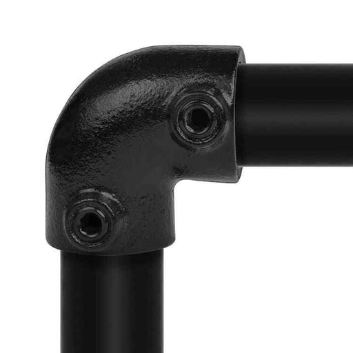 Rohrverbinder  Schwarz Bogen 90°, aus Stahl galvanisiert, mit Rohr, Ø 33,7 mm