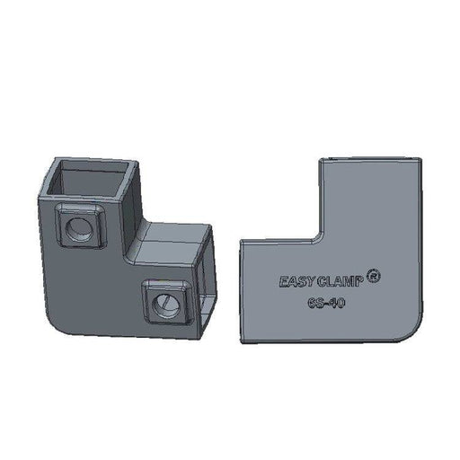 Zeichnung eines Rohrverbinders Bogen 90 Grad, Stahl galvanisiert 40x40 mm  