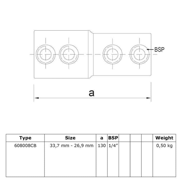 Rohrverbinder aus Stahl Verlängerungsstück als Kombimaß Ø 26,9 mm/33,7 mm