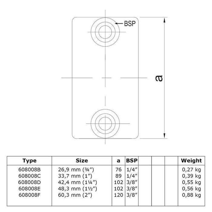 Zeichnung eines Rohrverbinders Verlängerungsstück, außen, Stahl, galvanisiert,  Ø 42,4 mm