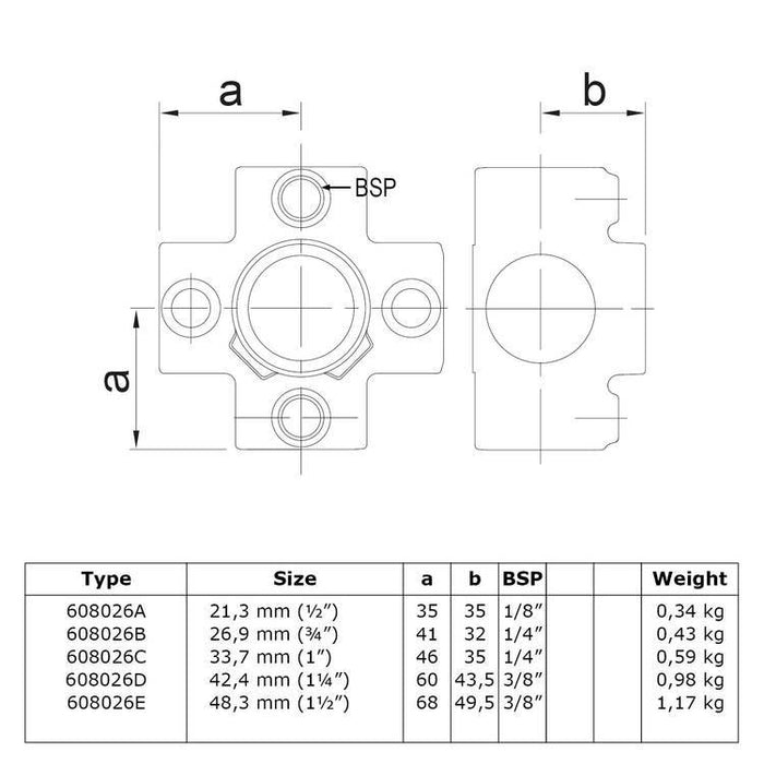 Rohrverbinder aus Stahl Kreuzstück für Stützrohr Ø 21,3 mm